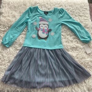 Cute Penguin Dress with Striped Skirt